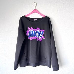 Juicy Couture Sequin Juicy! Pullover Long Sleeve Sweater Size XL